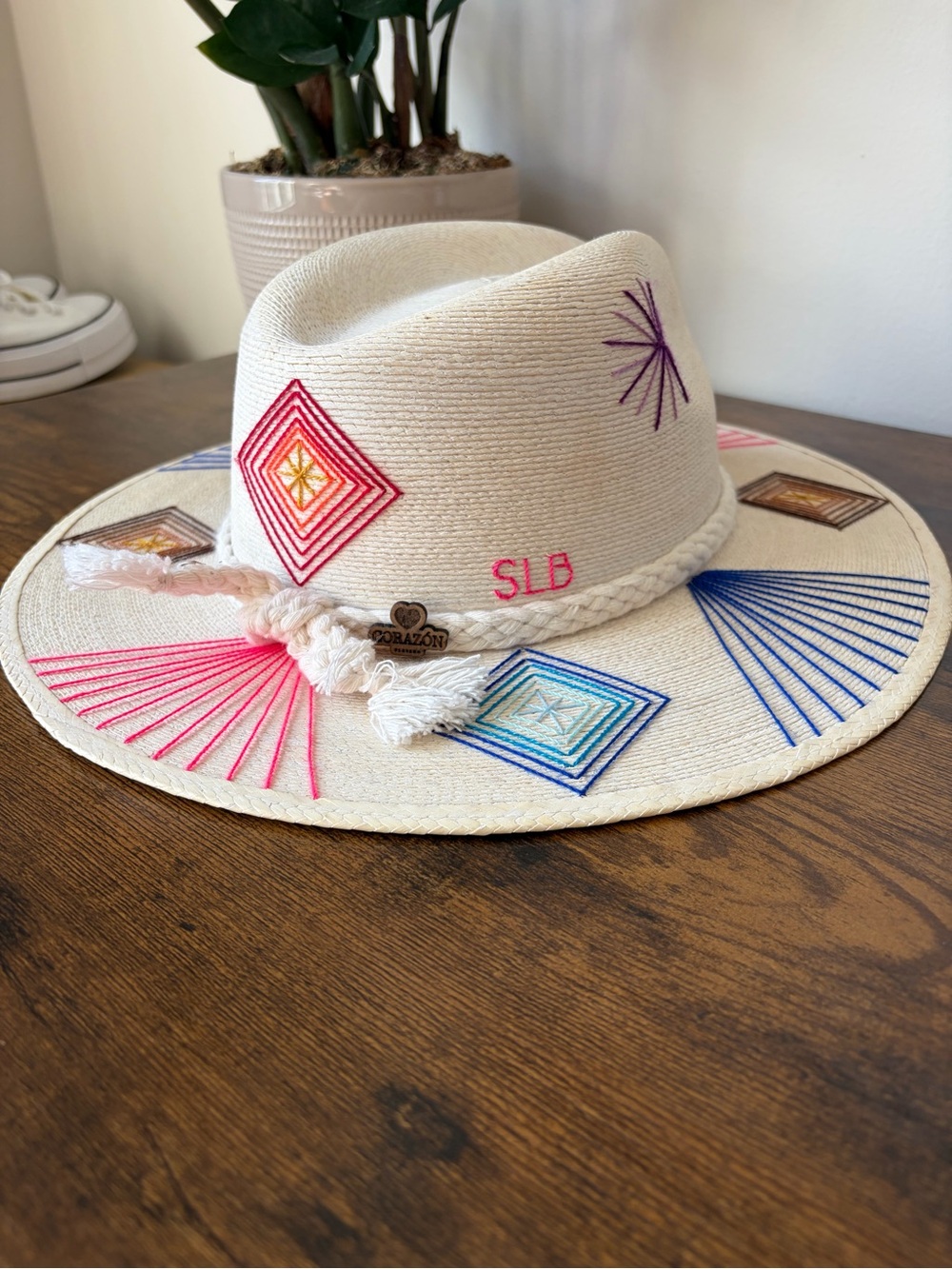 Corazon Playero Luanna Flora Handmade Wide Brim Hat Size Large - Picture 4 of 6